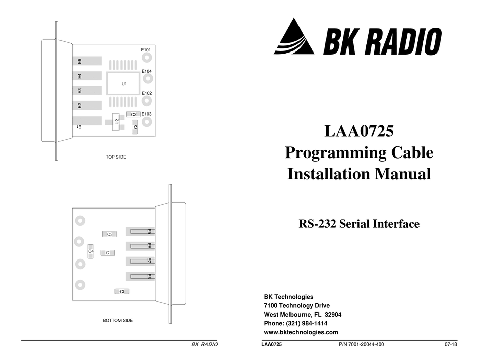 BK RADIO LAA0725 INSTALLATION MANUAL Pdf Download ManualsLib