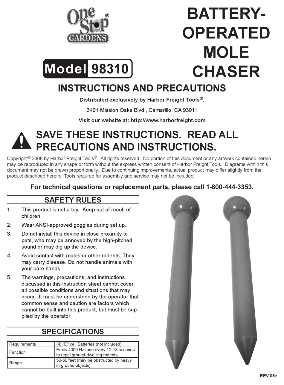 ONE STOP GARDENS 98310 INSTRUCTIONS AND PRECAUTIONS Pdf Download