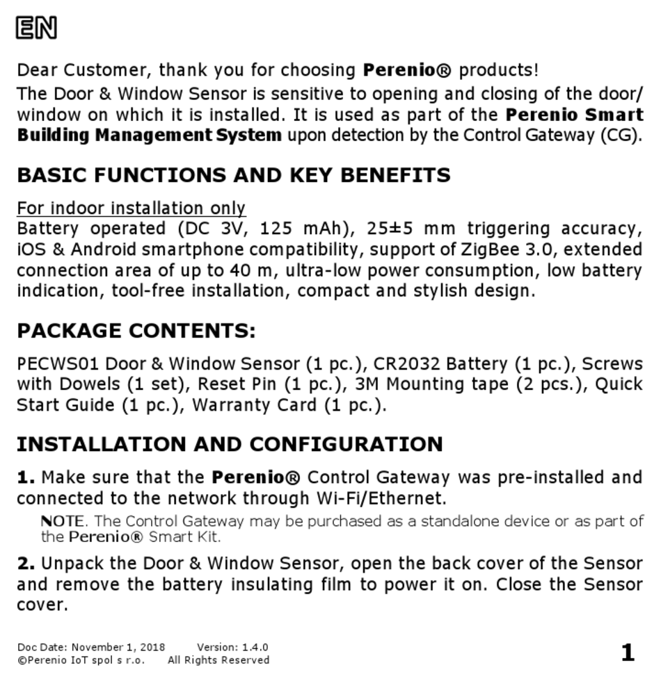PERENIO PECWS01 QUICK START MANUAL Pdf Download | ManualsLib