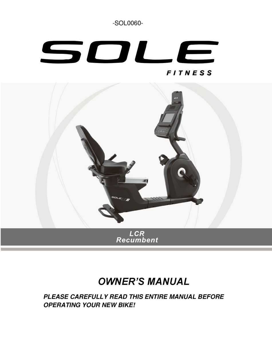 SOLE FITNESS LCR OWNER'S MANUAL Pdf Download ManualsLib