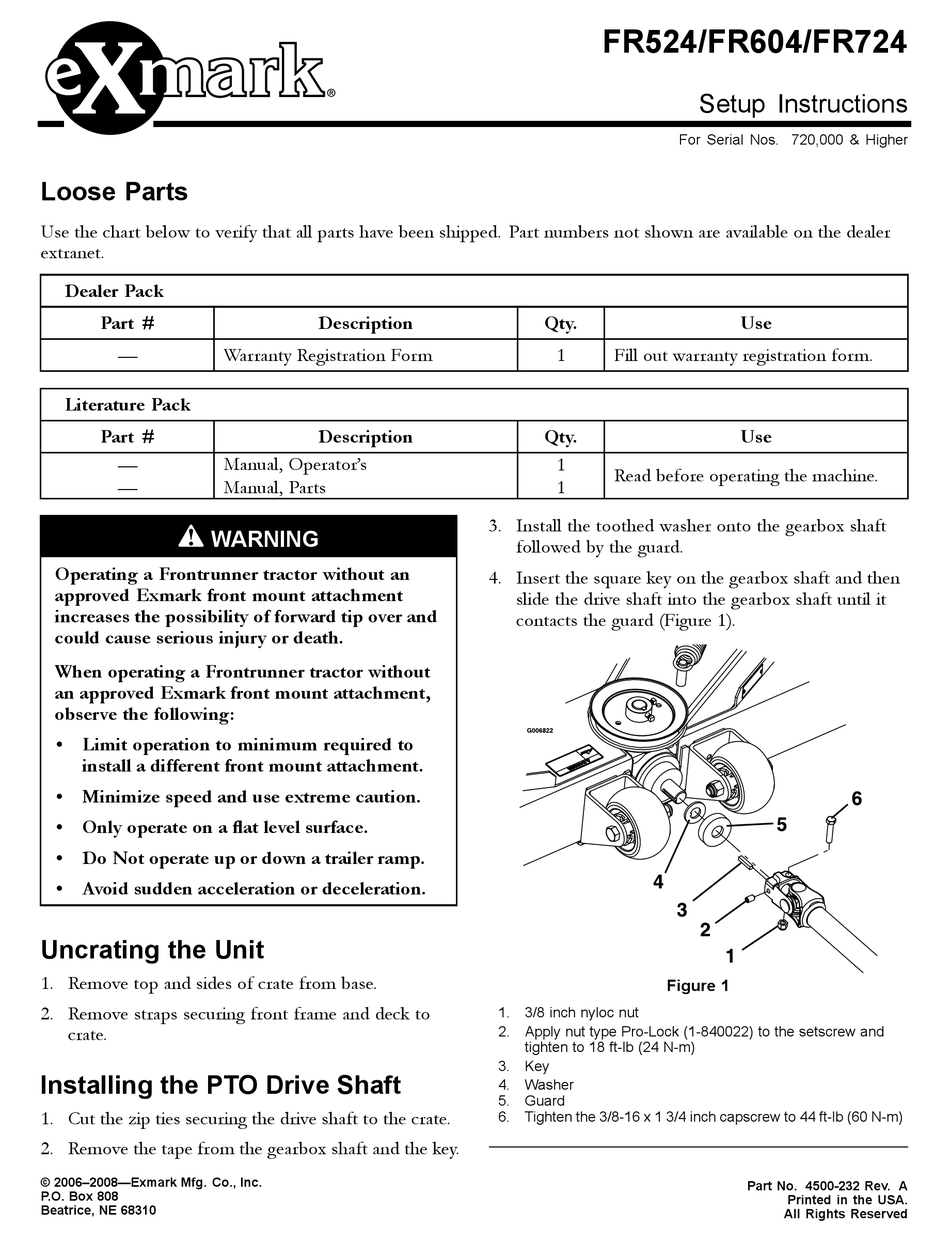 EXMARK FR524 SETUP INSTRUCTIONS Pdf Download ManualsLib