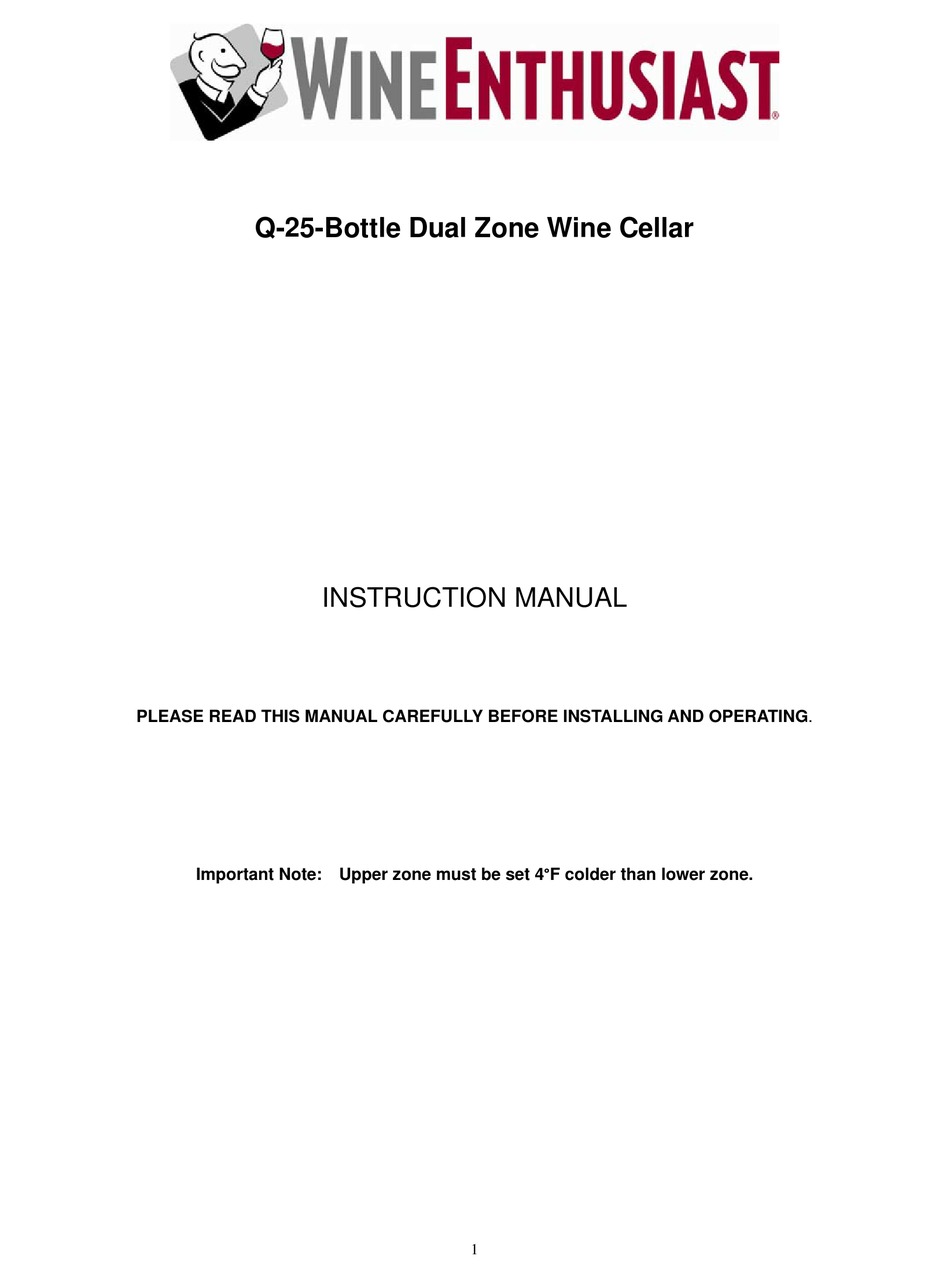 WINE ENTHUSIAST Q25BOTTLE INSTRUCTION MANUAL Pdf Download ManualsLib