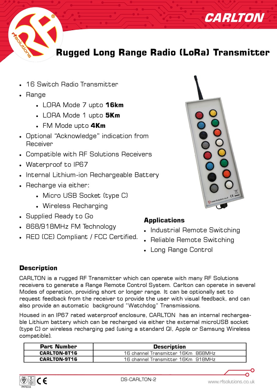 RF SOLUTIONS CARLTON8T16 MANUAL Pdf Download ManualsLib