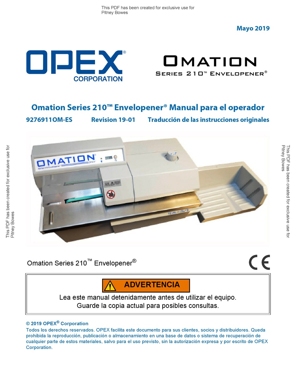 OPEX OMATION ENVELOPENER 210 SERIES OPERATOR