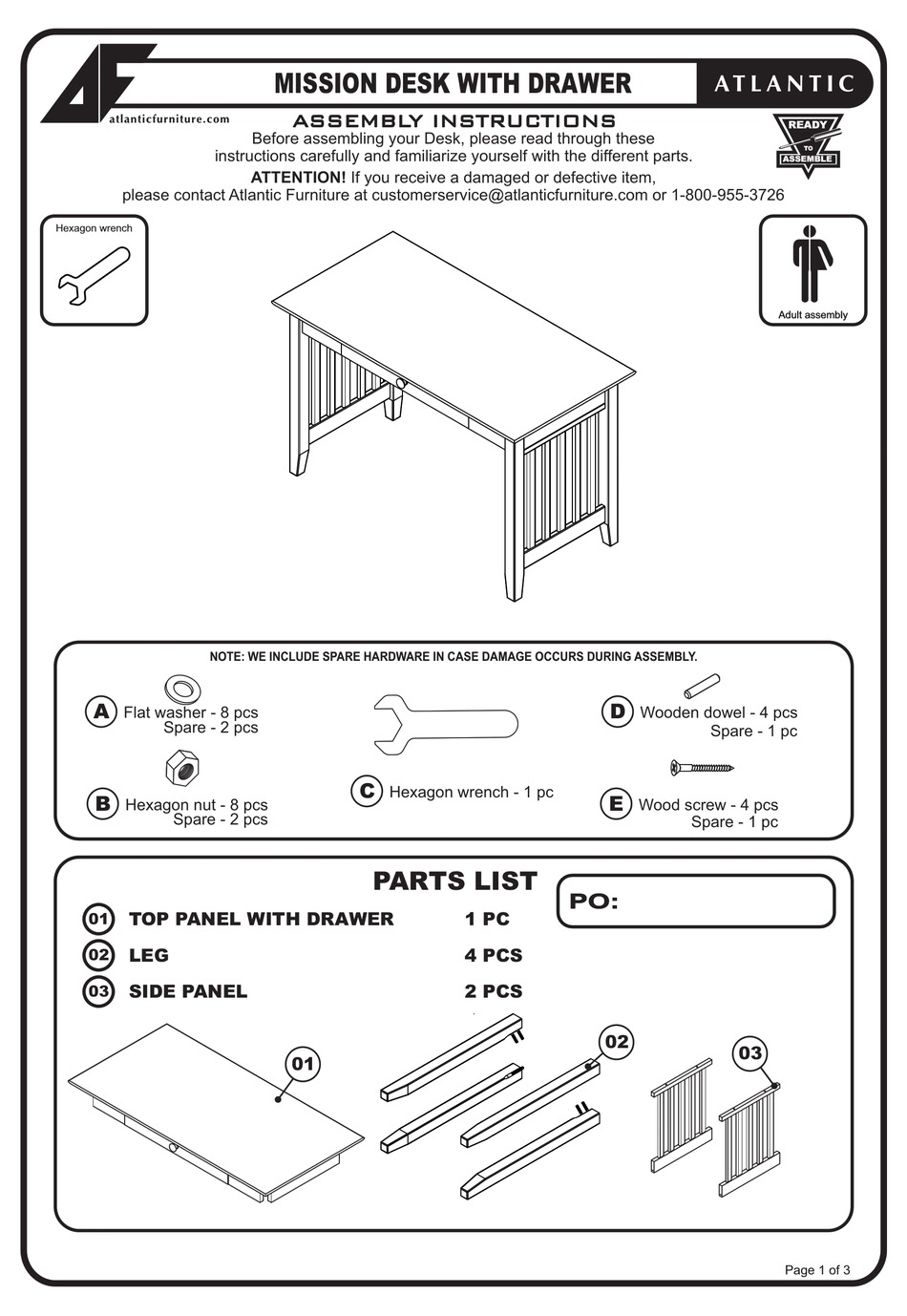 ATLANTIC FURNITURE MISSION AH12214 ASSEMBLY INSTRUCTIONS Pdf Download ...