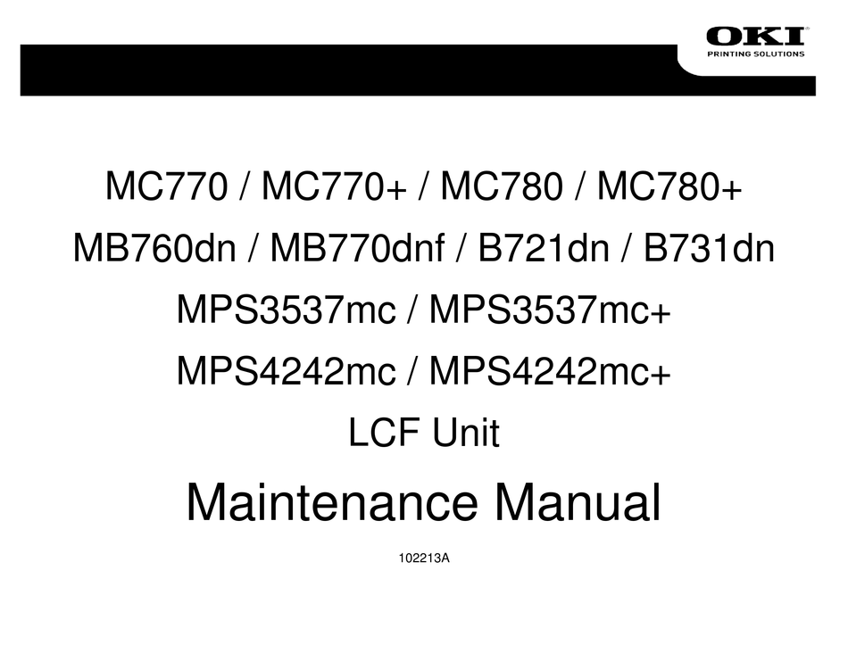 Oki Mc Maintenance Manual Pdf Download Manualslib