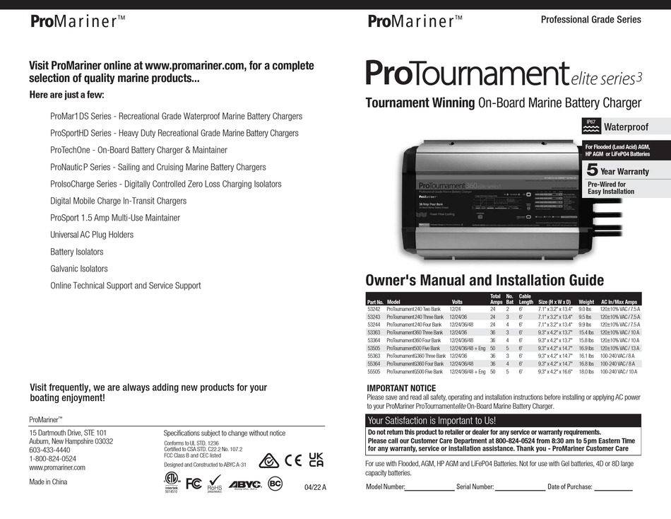 PROMARINER PROFESSIONAL GRADE SERIES OWNER