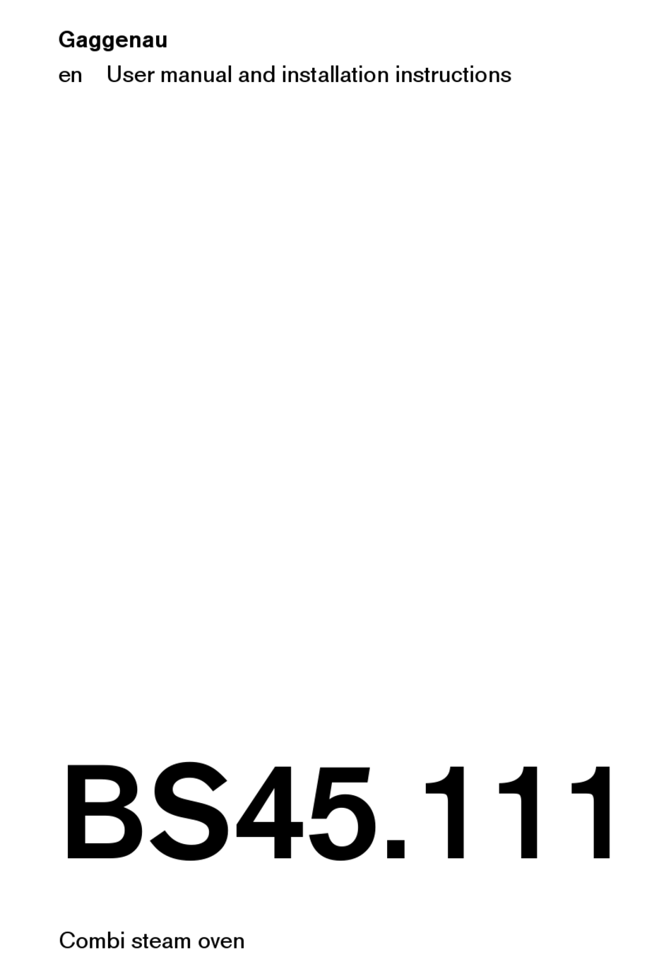 GAGGENAU BS45.111 USER MANUAL AND INSTALLATION INSTRUCTIONS Pdf Download ManualsLib