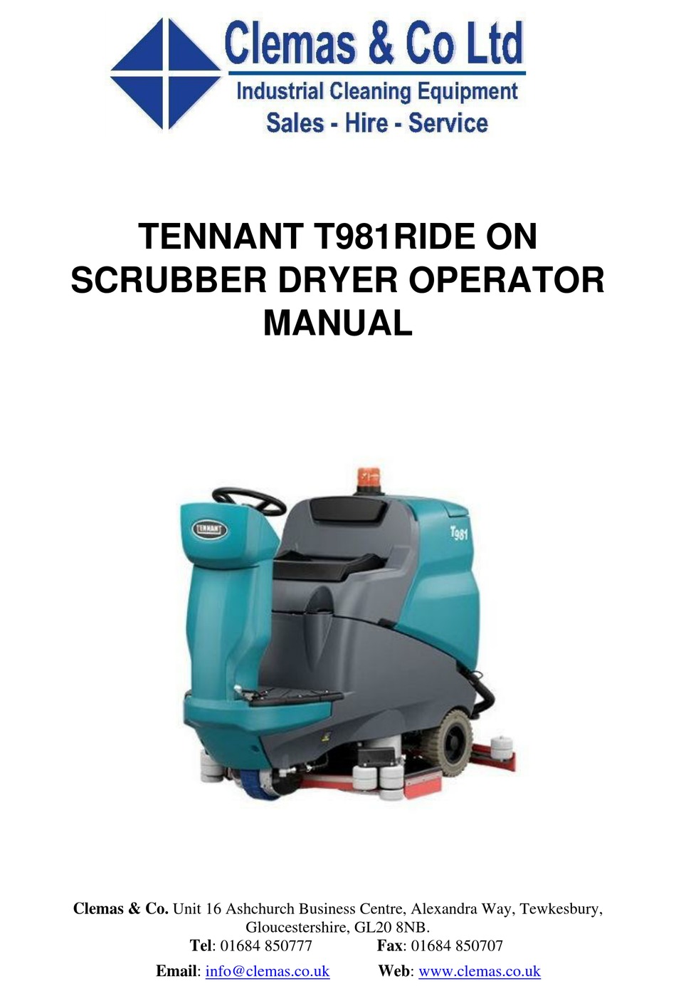 Tennant T981 Operators Manual Pdf Download Manualslib