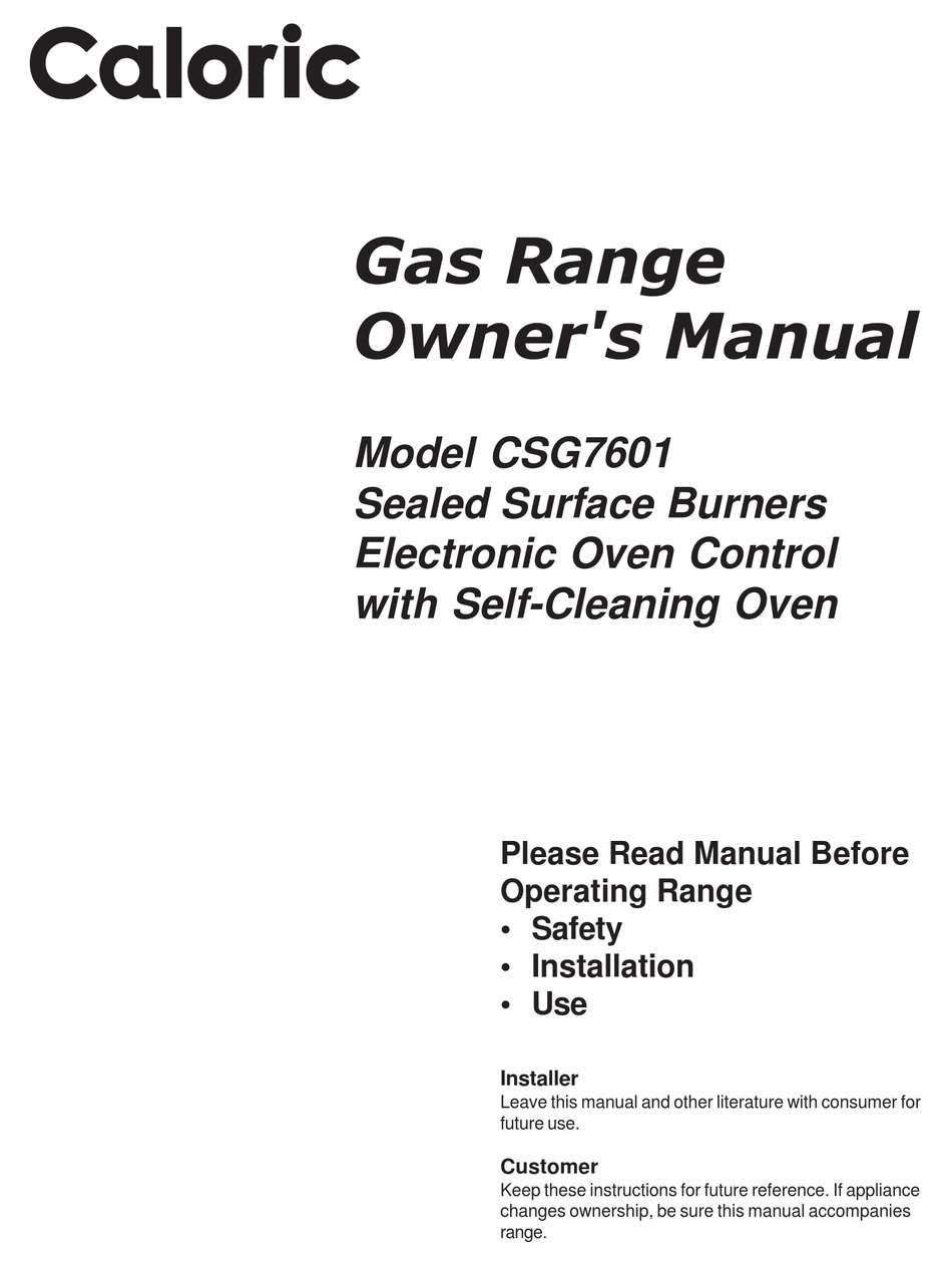 CALORIC CSG7601 OWNER'S MANUAL Pdf Download ManualsLib