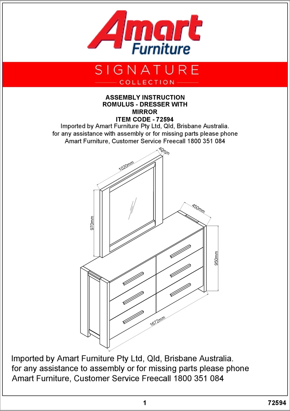 AMART FURNITURE 72594 ASSEMBLY INSTRUCTION MANUAL Pdf Download ManualsLib