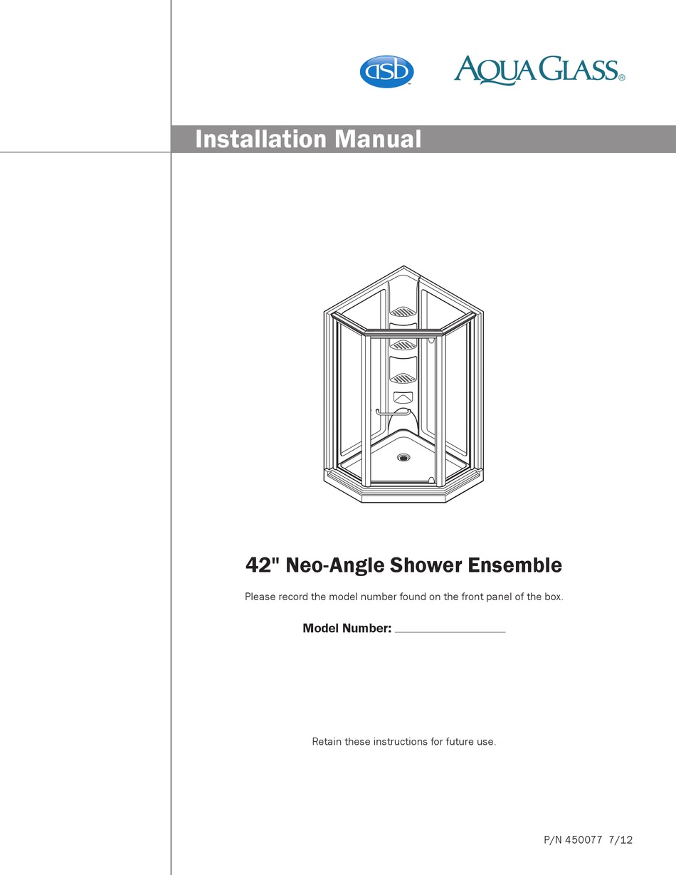 MASCO BATH AQUAGLASS ASB 42 NEOANGLE SHOWER ENSEMBLE INSTALLATION
