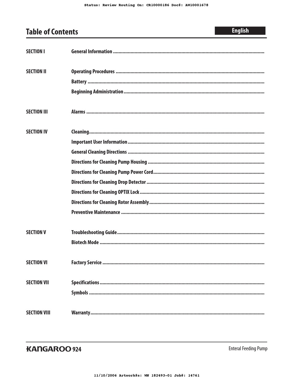 TYCO HEALTHCARE KANGAROO 924 QUICK START MANUAL Pdf Download ManualsLib