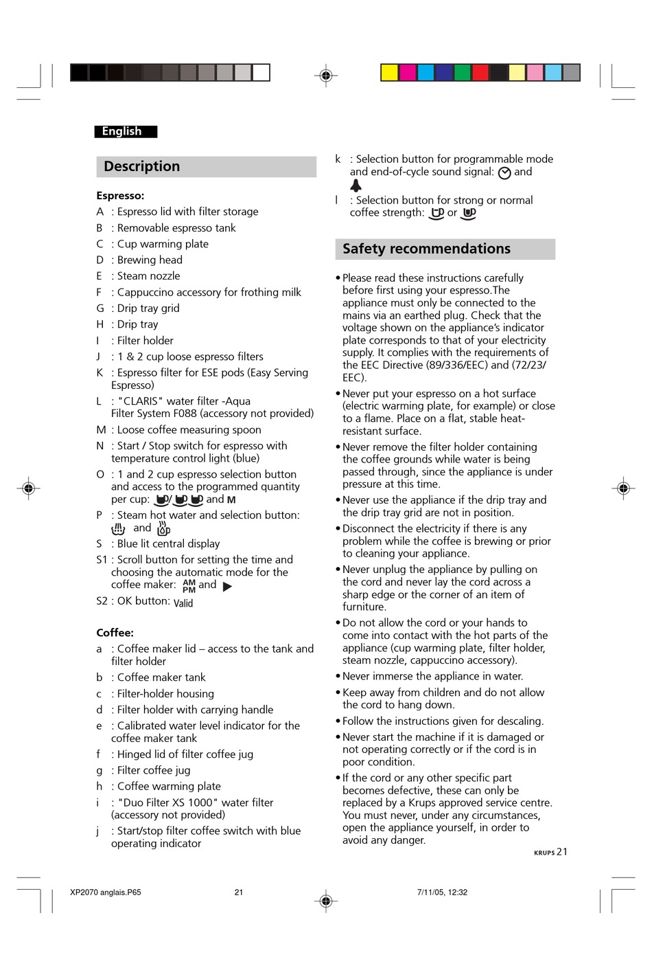 KRUPS XP2070 MANUAL Pdf Download ManualsLib