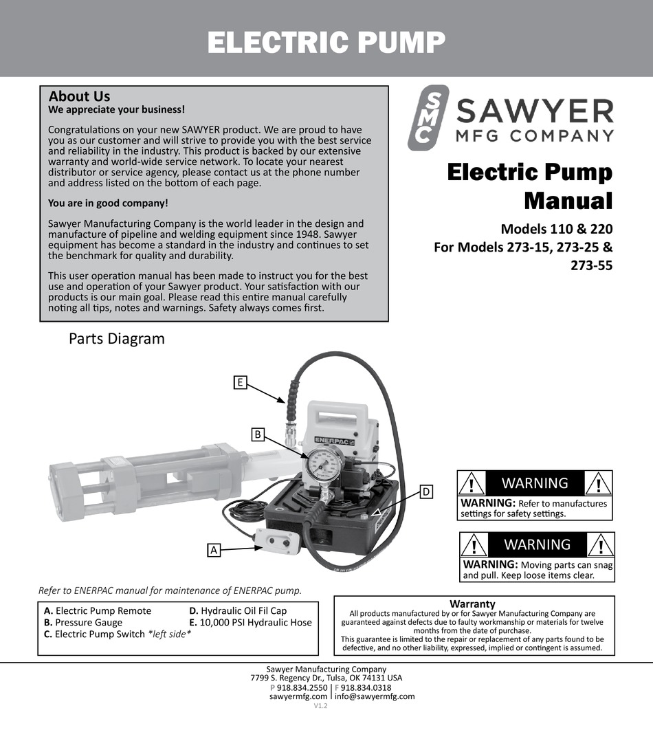 SAWYER 110 MANUAL Pdf Download ManualsLib