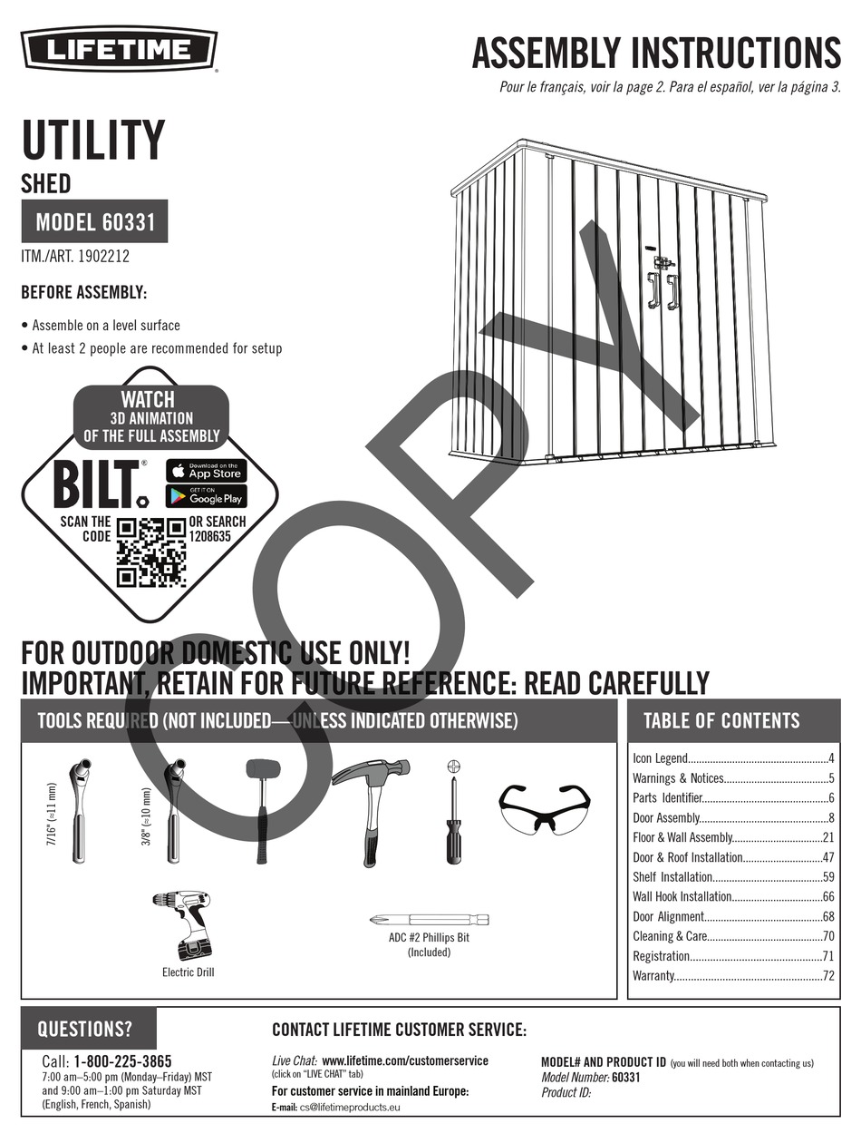 LIFESTYLE 60331 ASSEMBLY INSTRUCTIONS MANUAL Pdf Download ManualsLib
