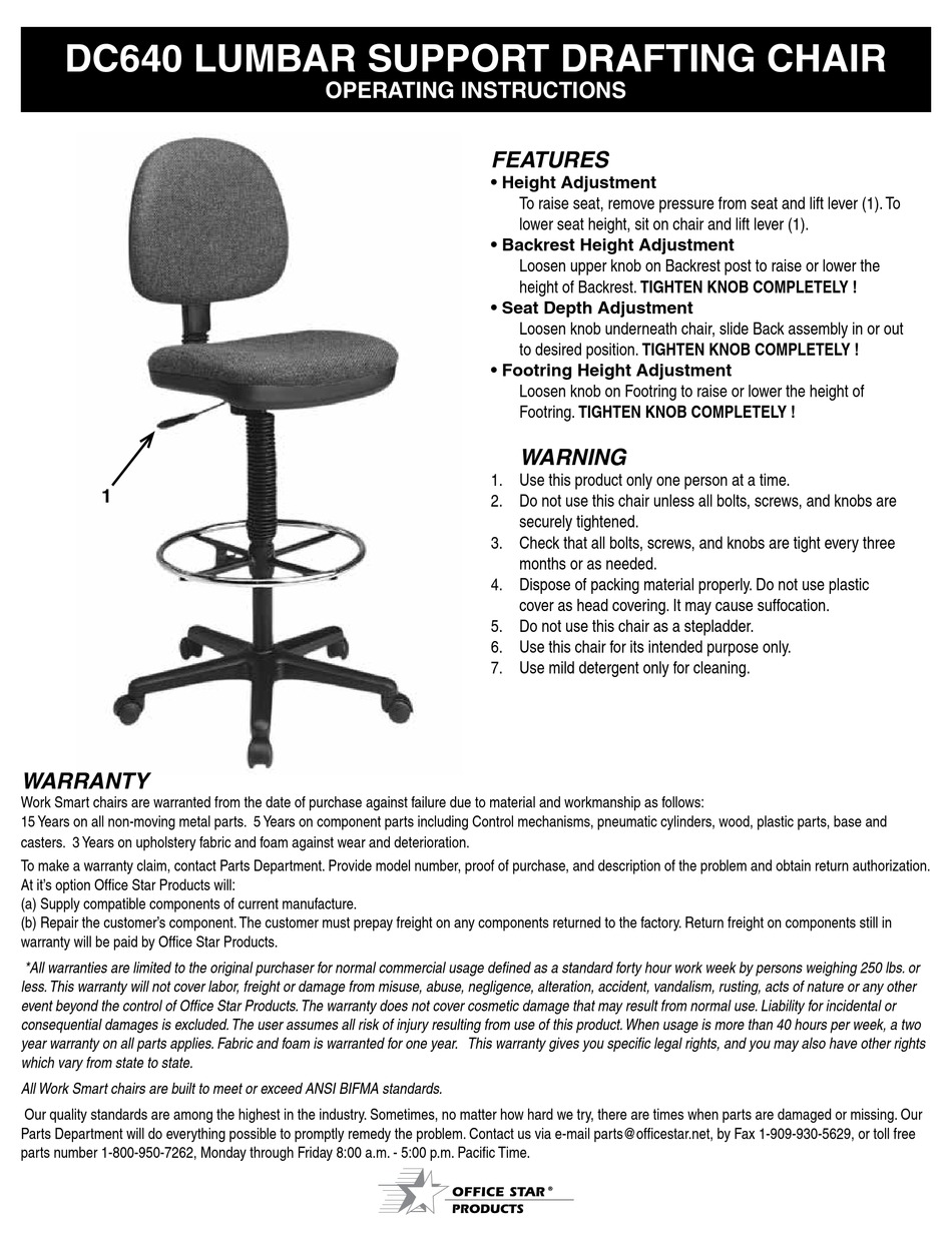 OFFICE STAR PRODUCTS DC640 OPERATING INSTRUCTIONS Pdf Download ManualsLib