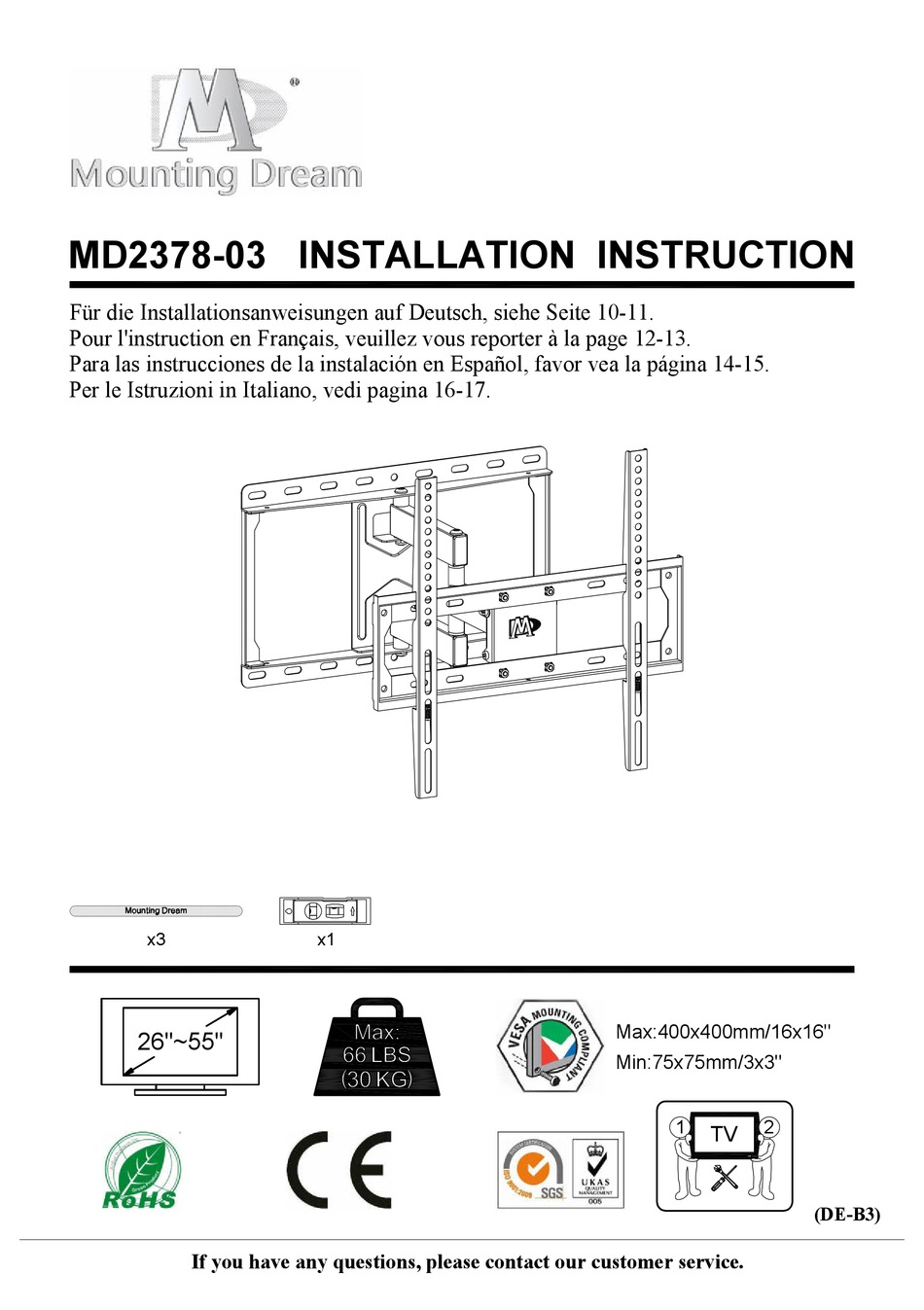 MOUNTING DREAM MD237803 INSTALLATION INSTRUCTION Pdf Download ManualsLib