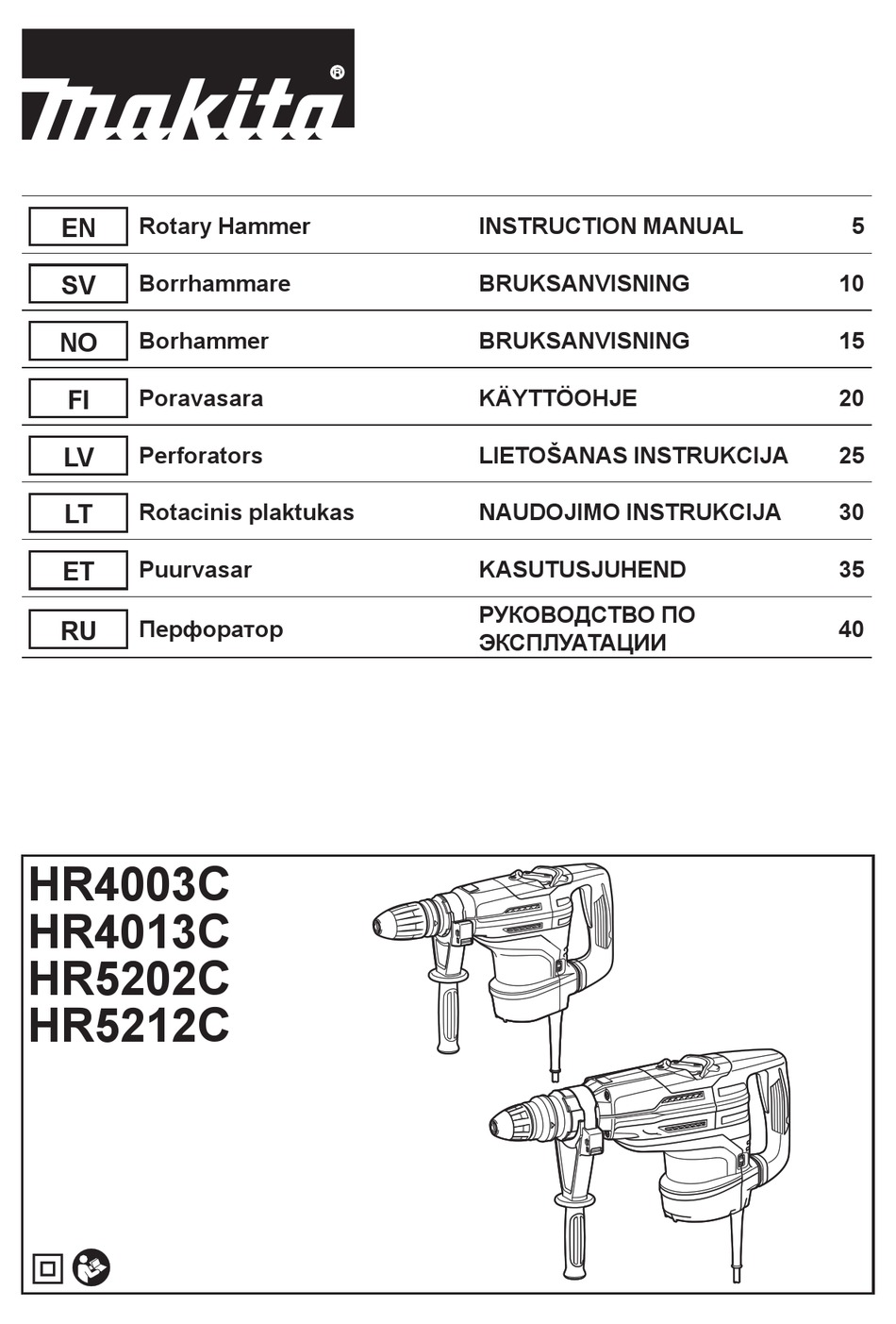 MAKITA HR4003C INSTRUCTION MANUAL Pdf Download ManualsLib
