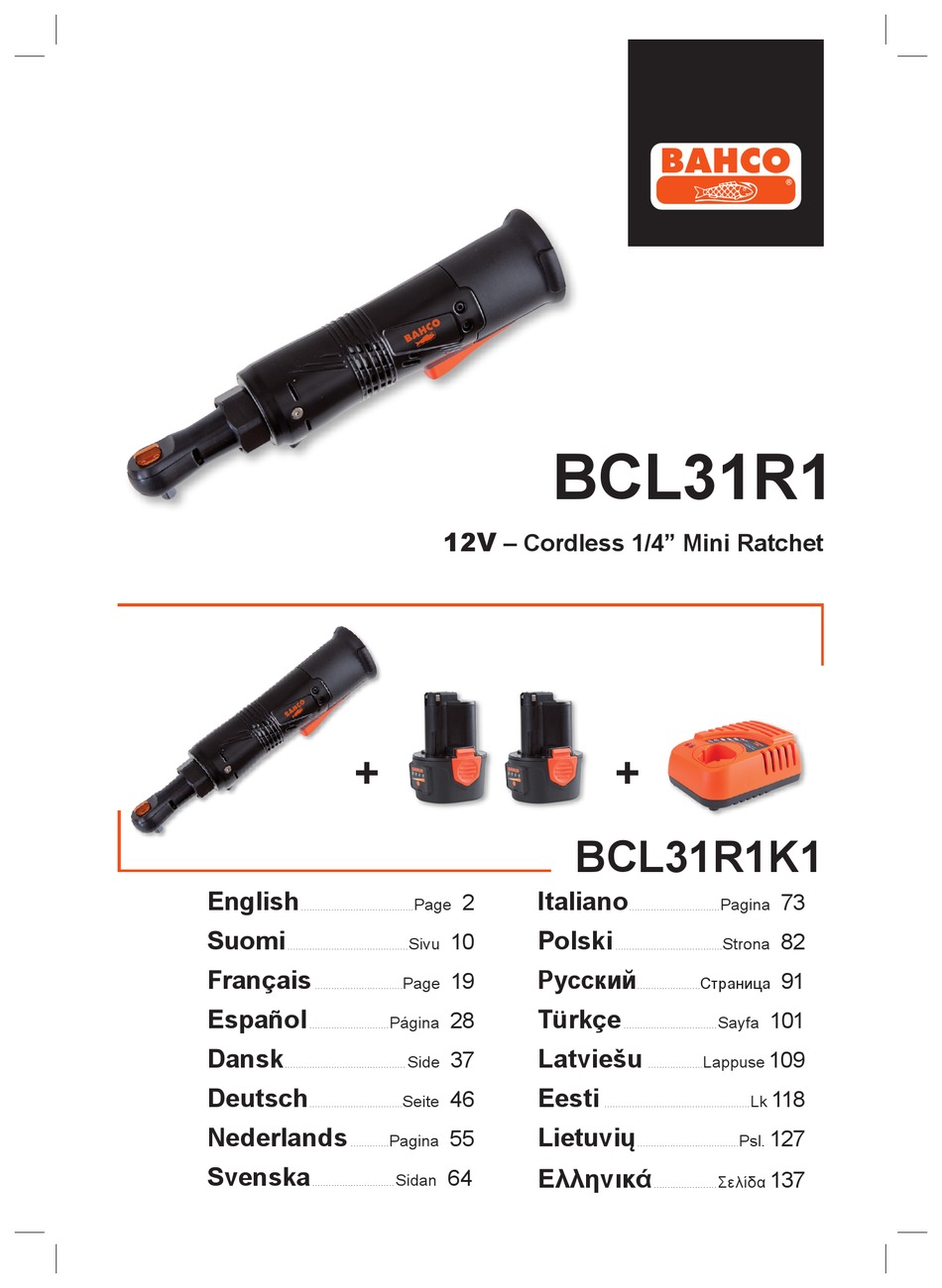 BAHCO BCL31R1 OPERATING INSTRUCTIONS MANUAL Pdf Download ManualsLib