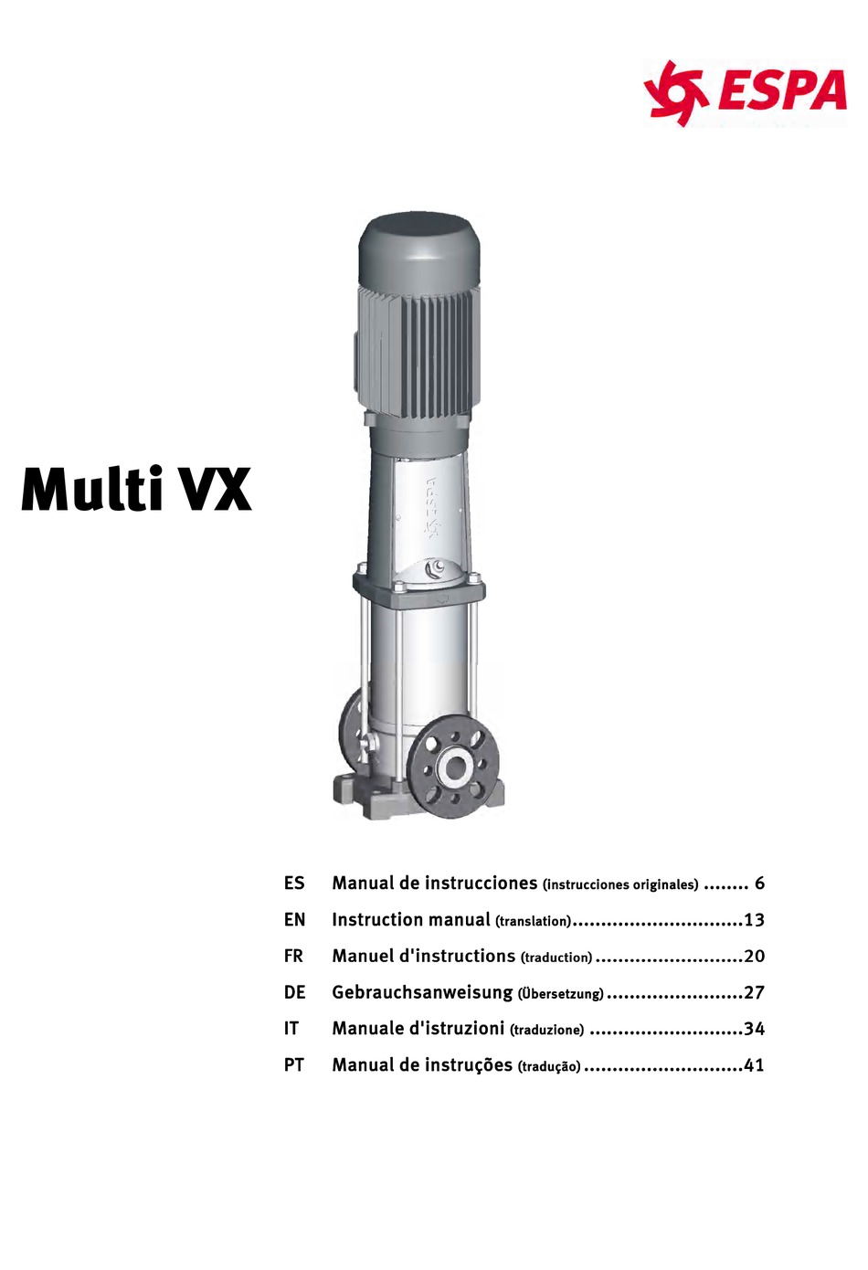 ESPA MULTI VX SERIES INSTRUCTION MANUAL Pdf Download ManualsLib