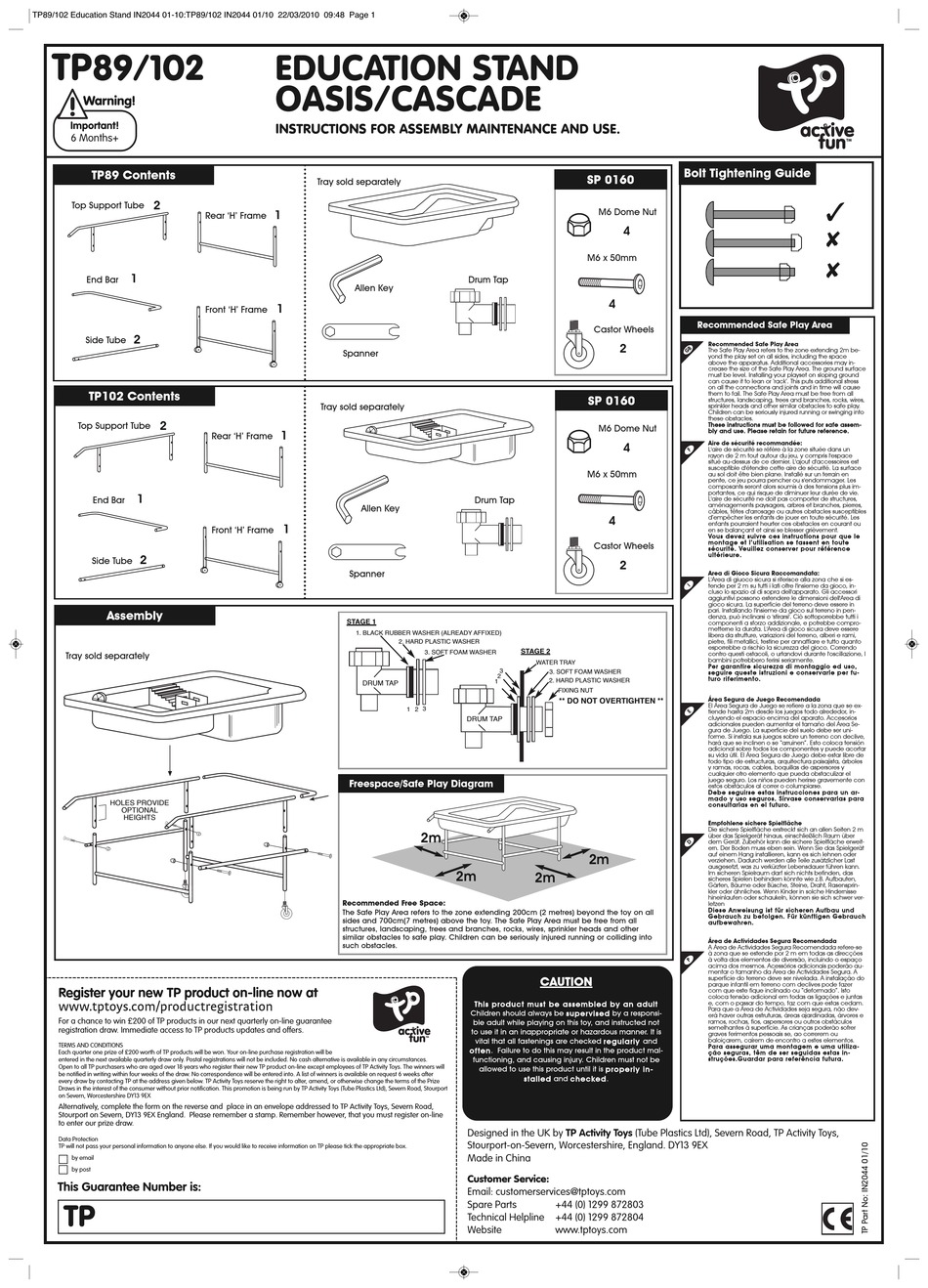 TP TOYS ACTIVE FUN OASIS/CASCADE INSTRUCTIONS FOR ASSEMBLY MAINTENANCE ...