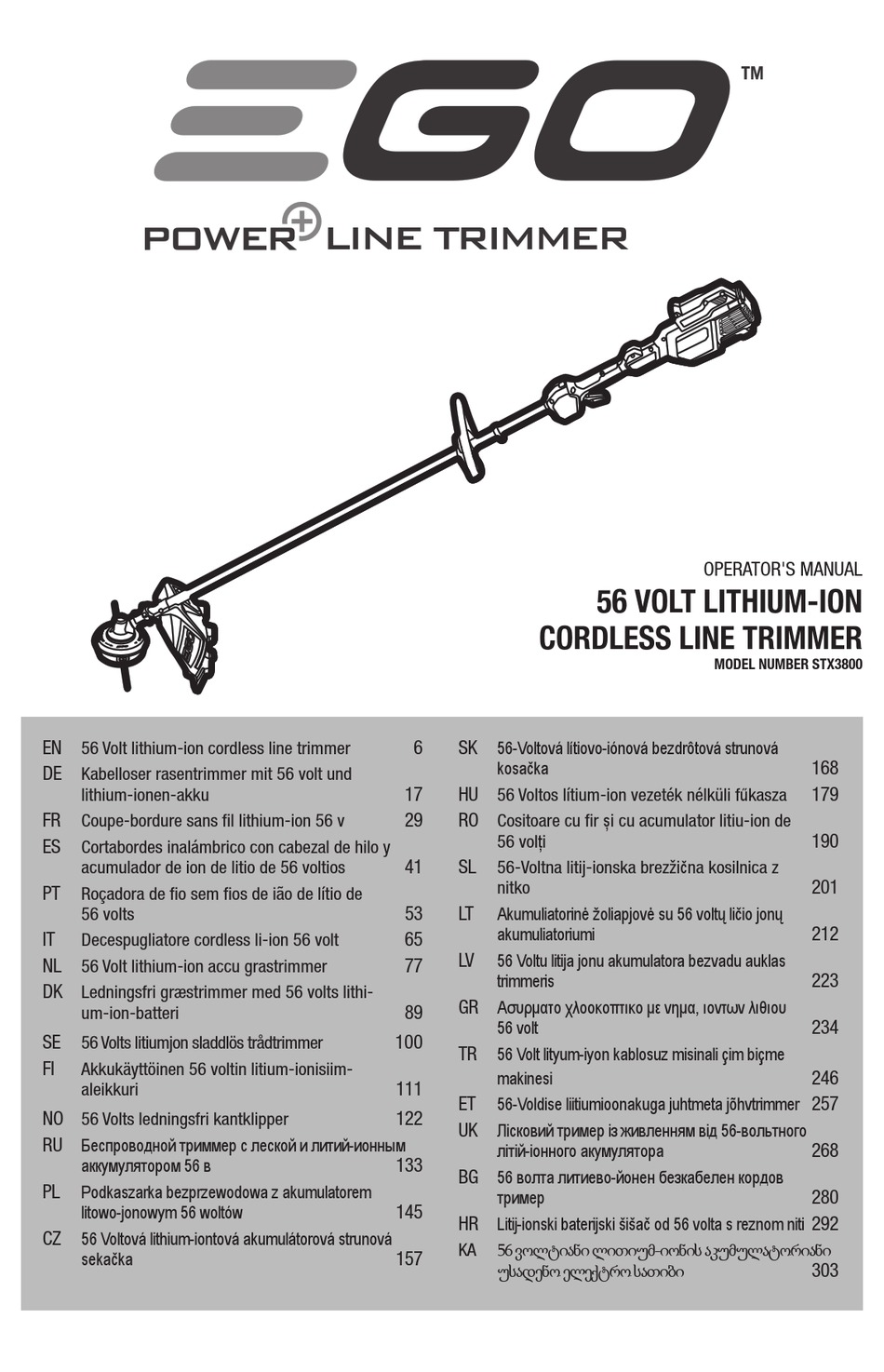 EGO POWER+ STX3800 OPERATOR'S MANUAL Pdf Download | ManualsLib