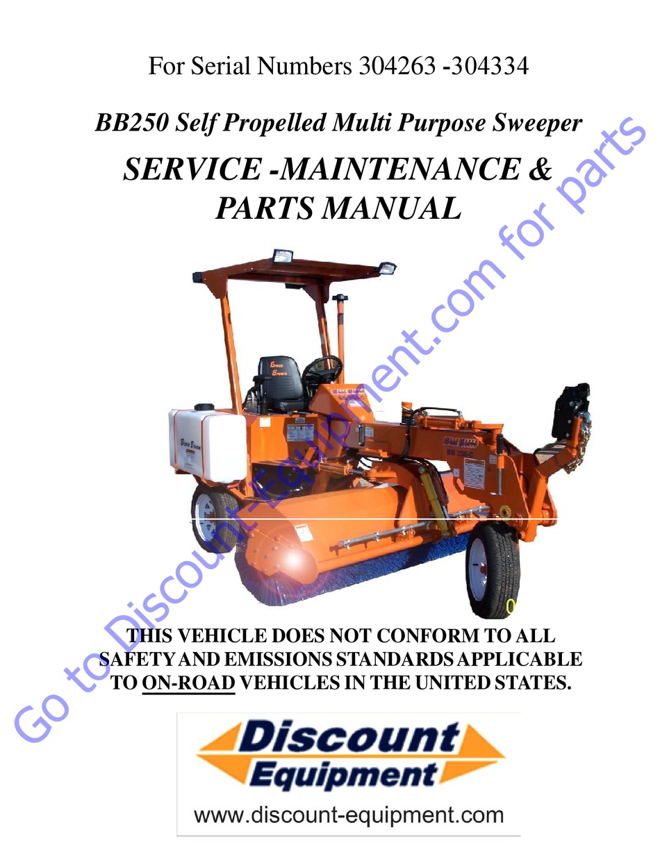 BROCE BROOM BB250 SERIES SERVICE, MAINTENANCE & PARTS MANUAL Pdf