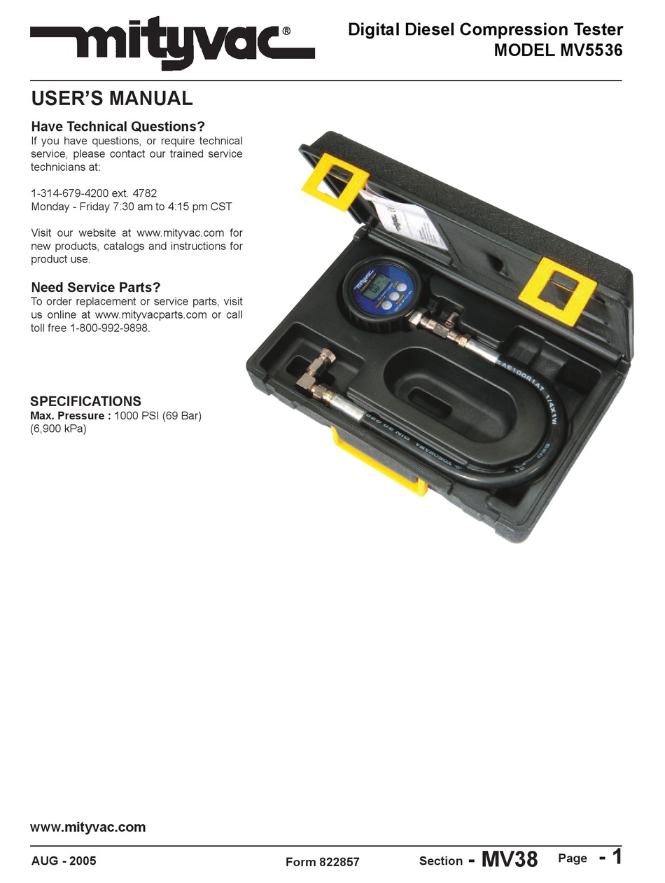 MITYVAC MV5536 USER MANUAL Pdf Download ManualsLib