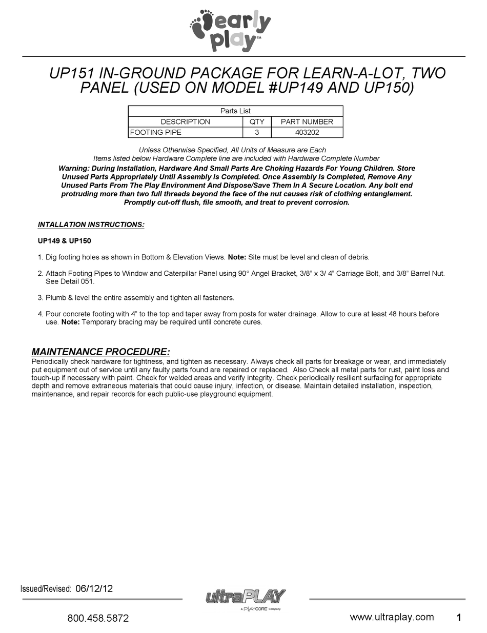 ULTRAPLAY EARLY PLAY UP151 MANUAL Pdf Download ManualsLib