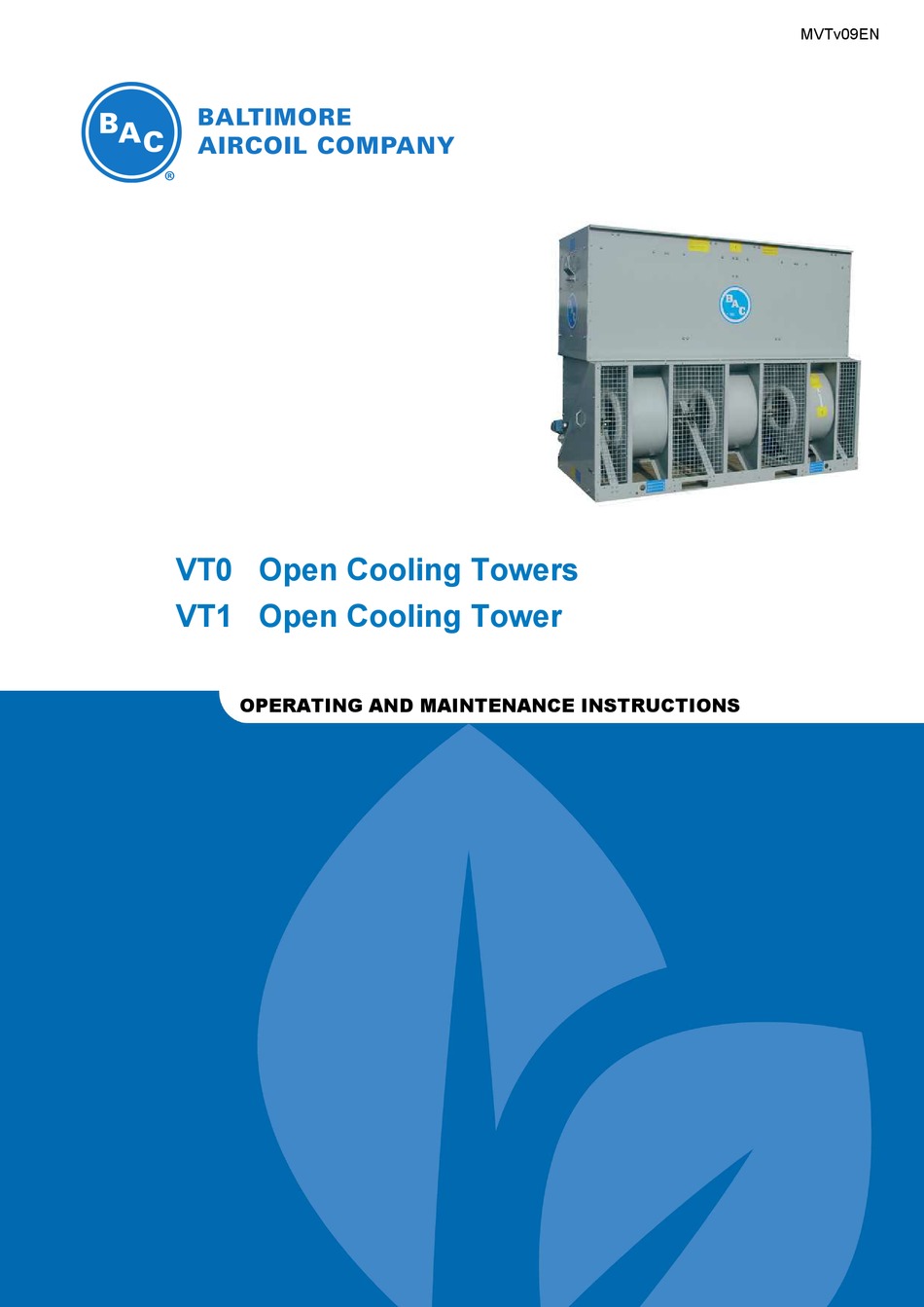 BALTIMORE AIRCOIL COMPANY VT1 OPERATING AND MAINTENANCE INSTRUCTIONS