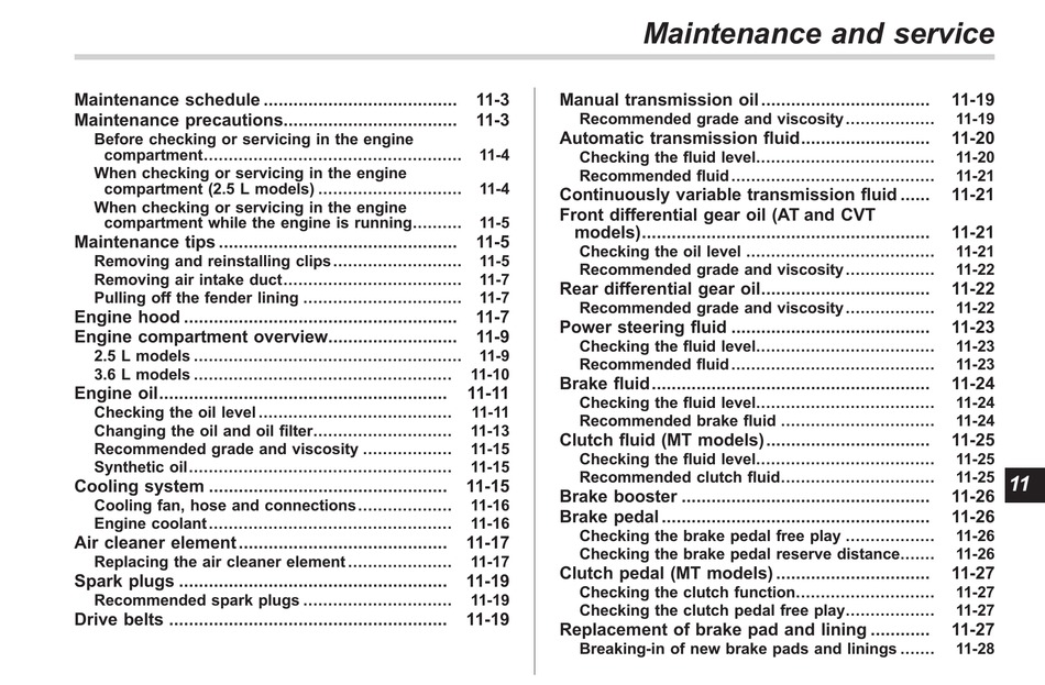 SUBARU OUTBACK MAINTENANCE AND SERVICE MANUAL Pdf Download ManualsLib