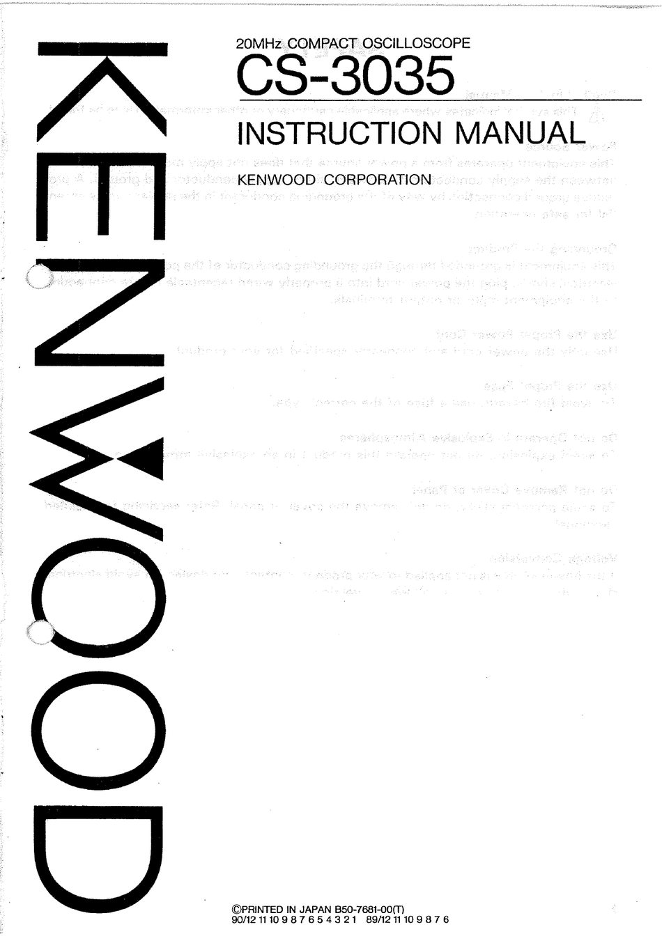 KENWOOD CS3035 INSTRUCTION MANUAL Pdf Download ManualsLib