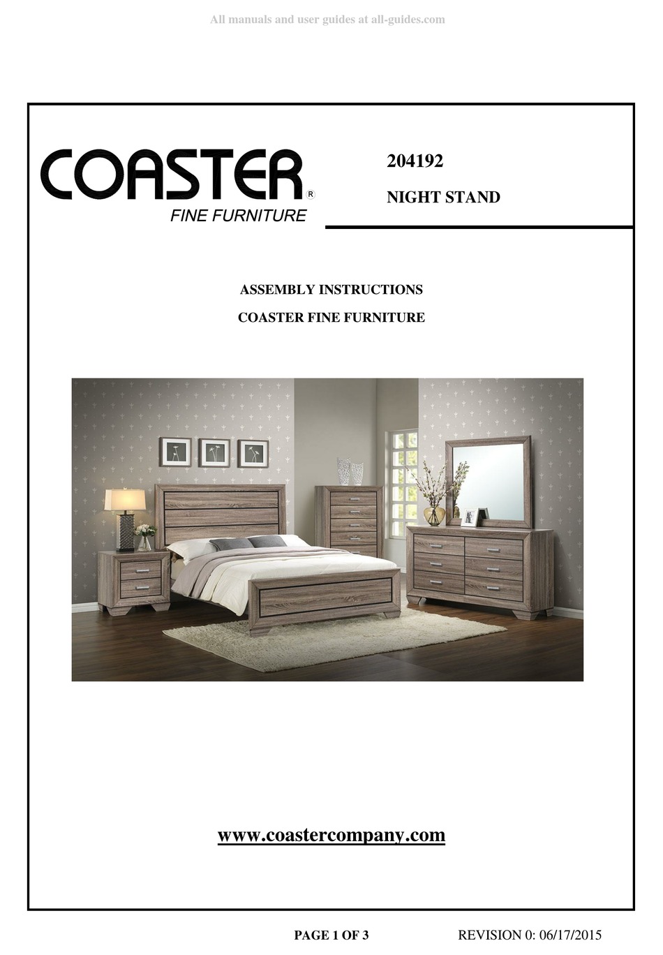 COASTER 204192 ASSEMBLY INSTRUCTIONS Pdf Download ManualsLib