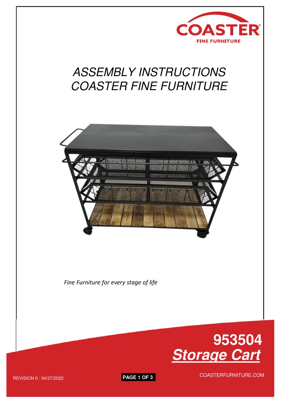 COASTER 953504 ASSEMBLY INSTRUCTIONS Pdf Download ManualsLib