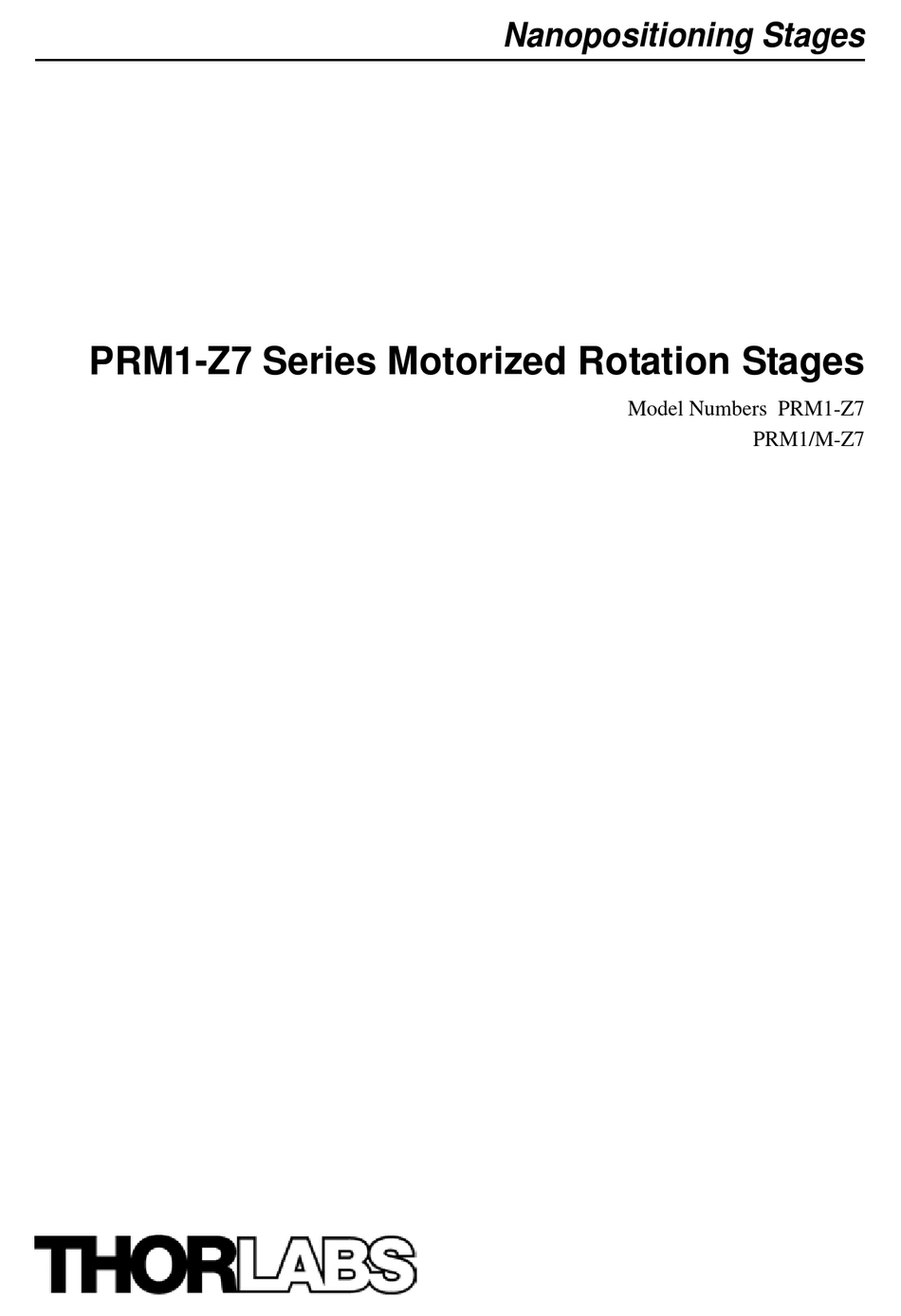 THORLABS PRM1Z7 SERIES MANUAL Pdf Download ManualsLib