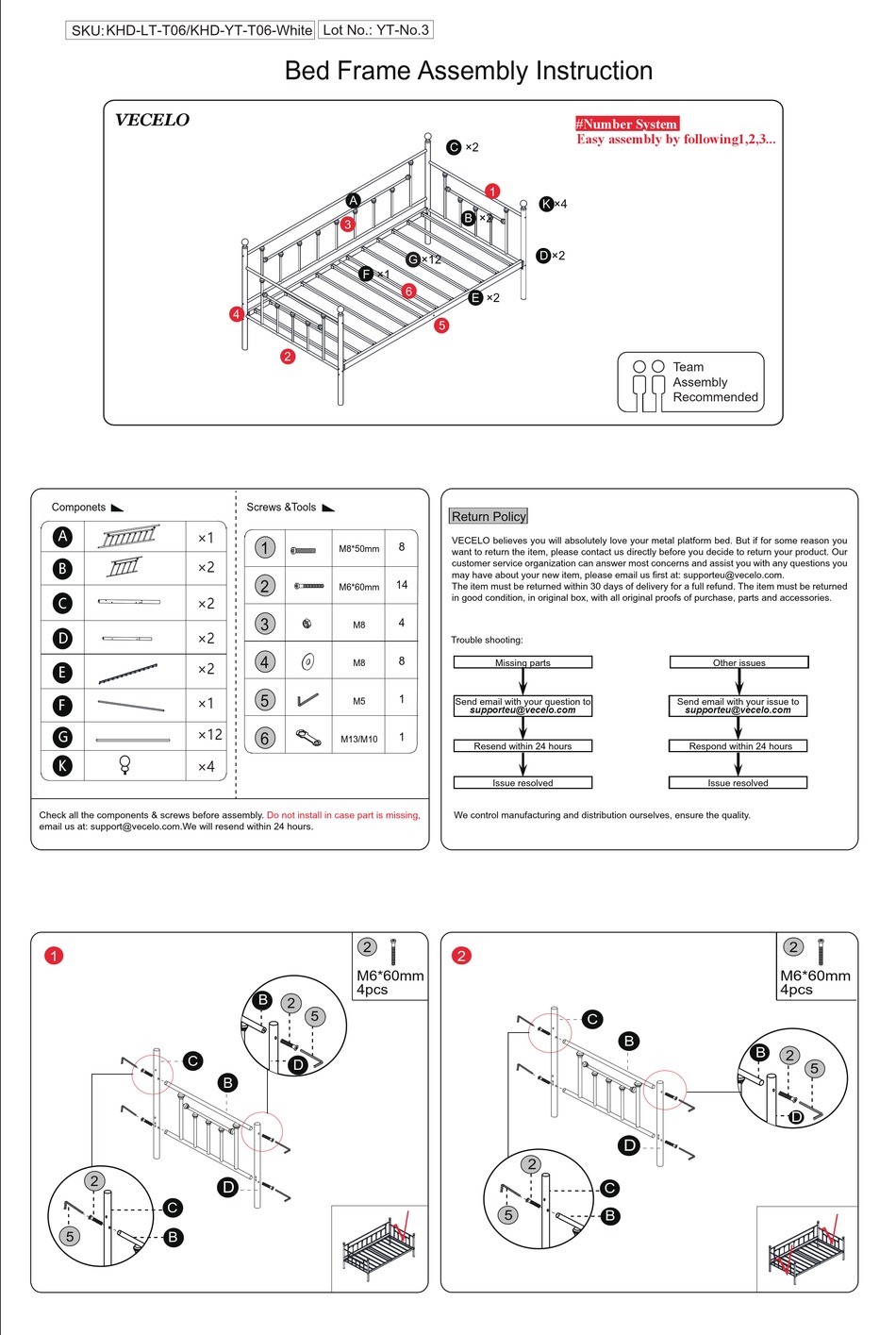 VECELO KHDLTT06 ASSEMBLY INSTRUCTION Pdf Download ManualsLib