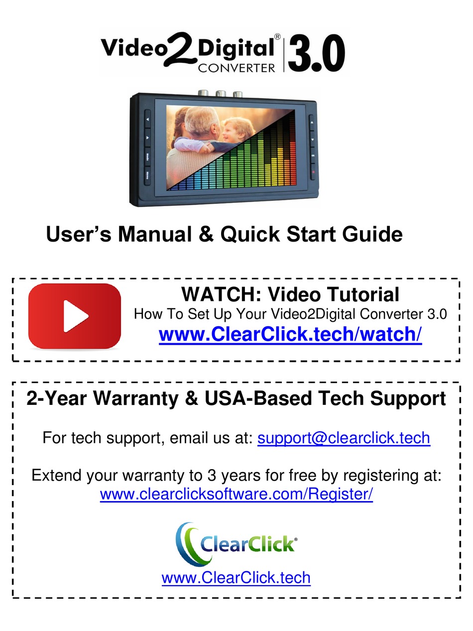 clearclick-video2digital-converter-3-0-users-manual-quick-start