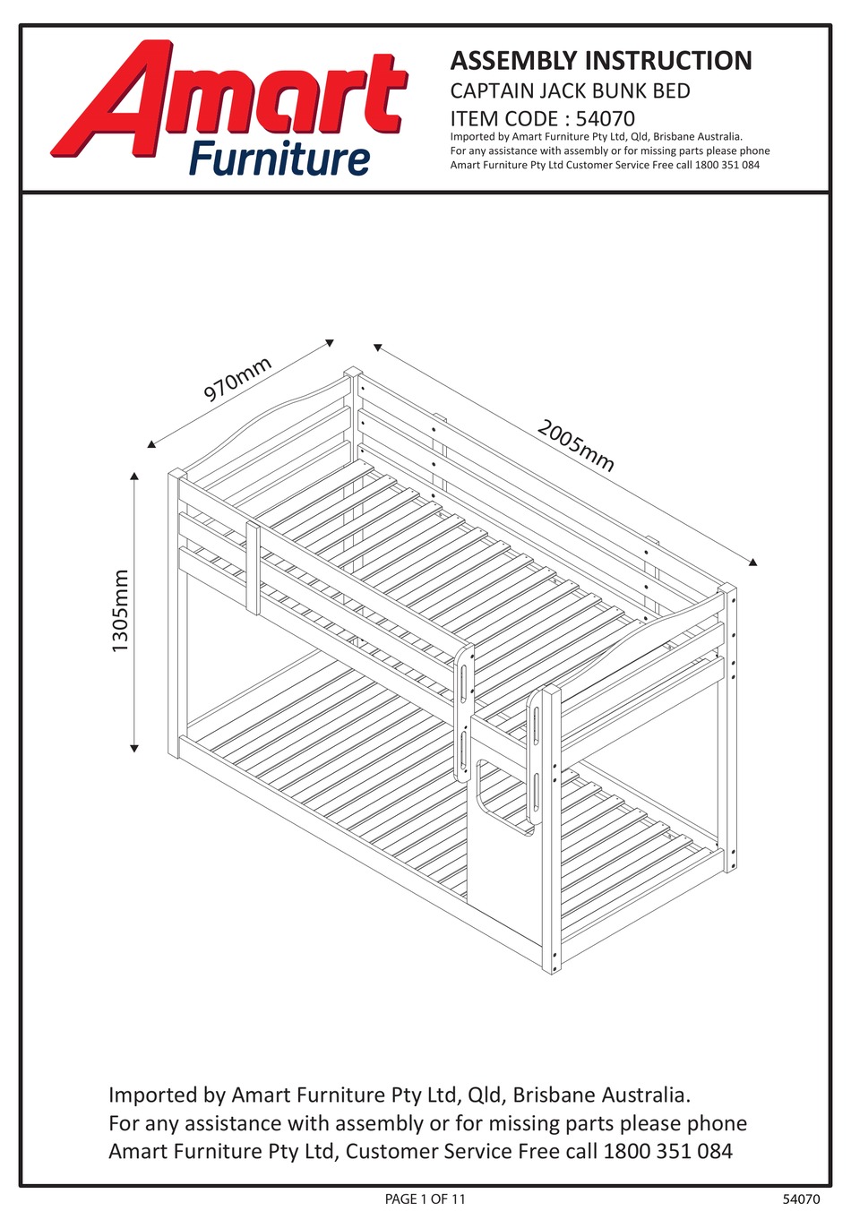 AMART FURNITURE CAPTAIN JACK 54070 ASSEMBLY INSTRUCTION MANUAL Pdf