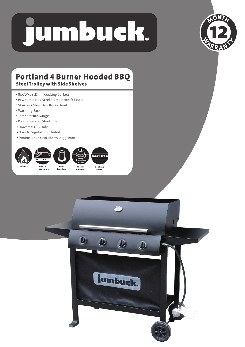 JUMBUCK PORTLAND ASSEMBLY & OPERATION INSTRUCTIONS Pdf Download