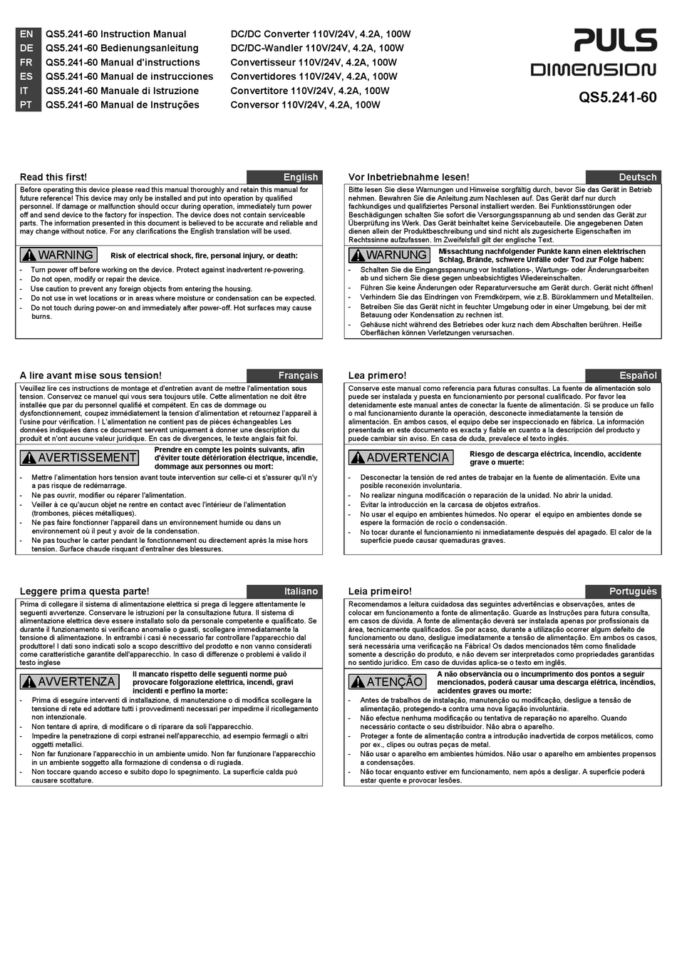 PULS QS5.24160V INSTRUCTION MANUAL Pdf Download ManualsLib