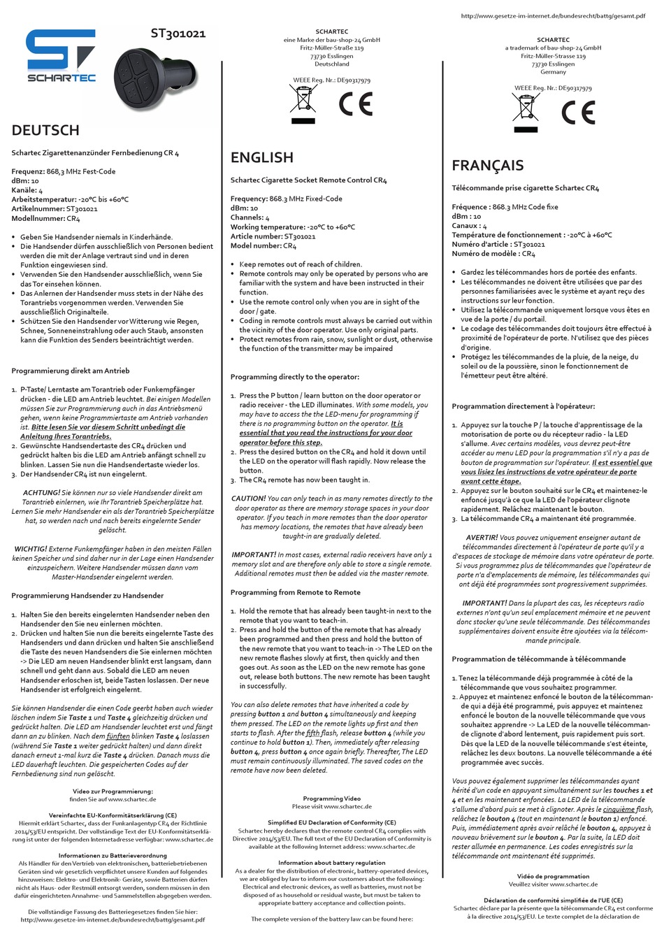 SCHARTEC CR4 QUICK START MANUAL Pdf Download ManualsLib
