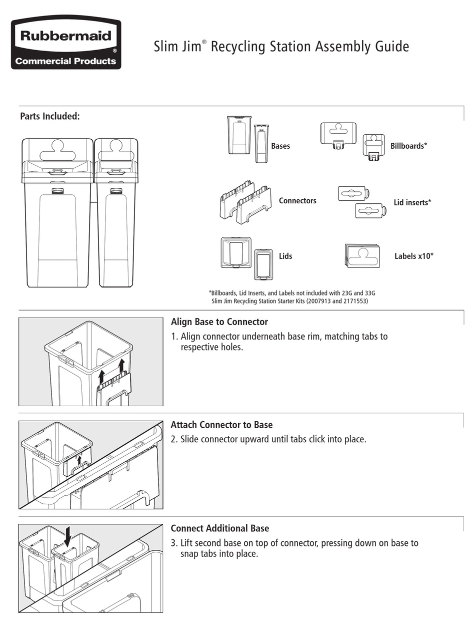 RUBBERMAID SLIM JIM ASSEMBLY MANUAL Pdf Download ManualsLib