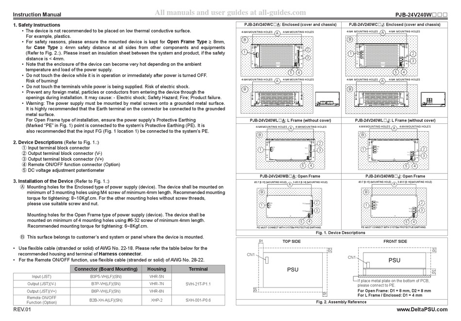DELTA ELECTRONICS PJB24V240WC SERIES INSTRUCTION MANUAL Pdf Download
