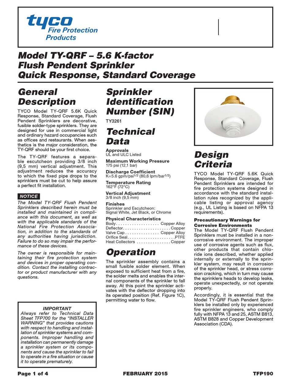 TYCO TY-QRF-5.6 QUICK START MANUAL Pdf Download | ManualsLib