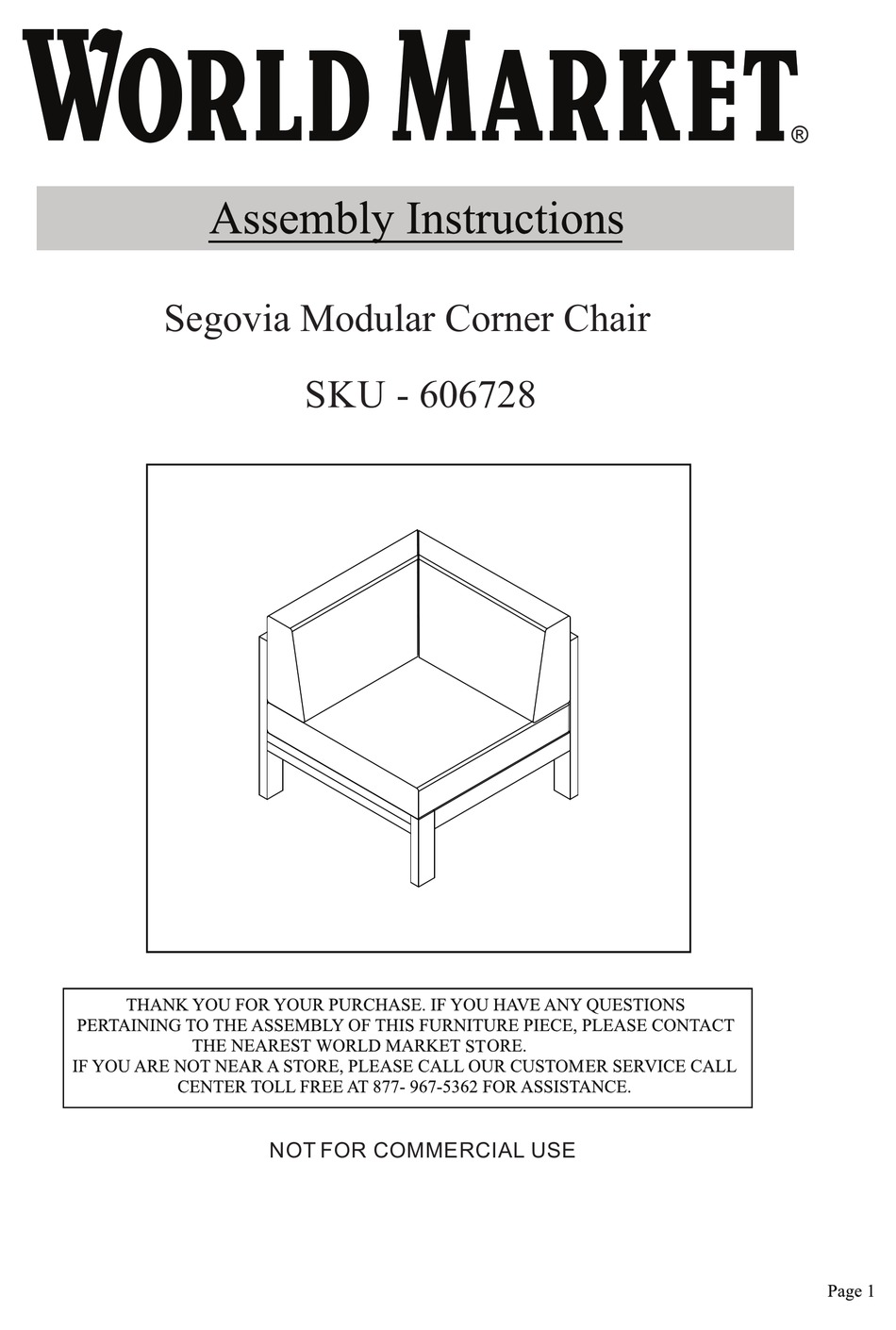 WORLD MARKET SEGOVIA 606728 ASSEMBLY INSTRUCTIONS MANUAL Pdf Download