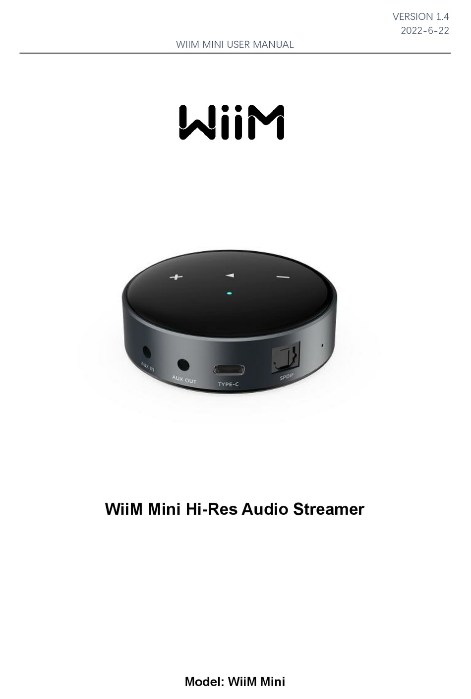 WIIM MINI USER MANUAL Pdf Download ManualsLib