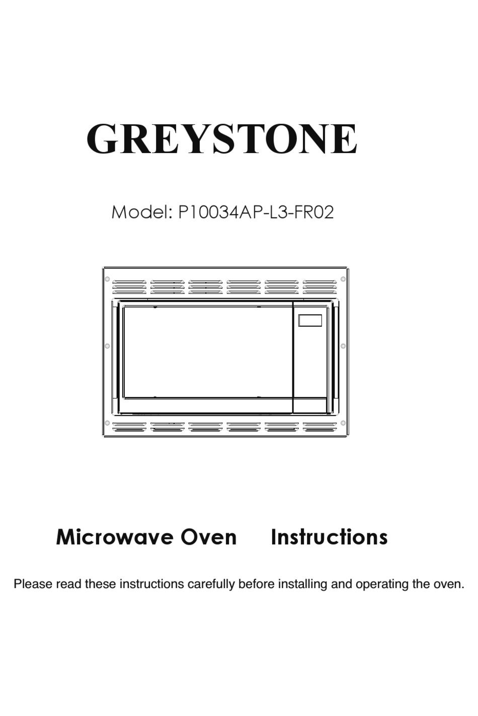 GREYSTONE P10034APL3FR02 INSTRUCTIONS MANUAL Pdf Download ManualsLib