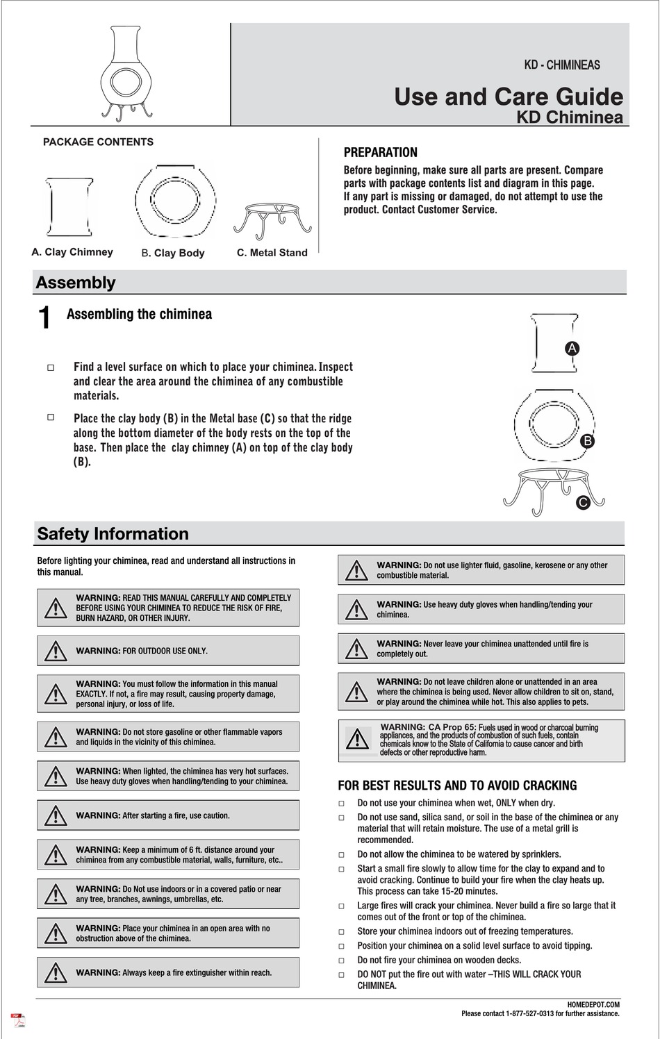HOMEDEPOT KD CHIMINEA USE AND CARE MANUAL Pdf Download ManualsLib