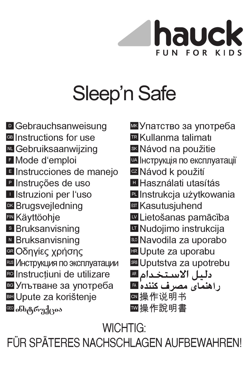 HAUCK SLEEP'N SAFE INSTRUCTIONS FOR USE MANUAL Pdf Download ManualsLib